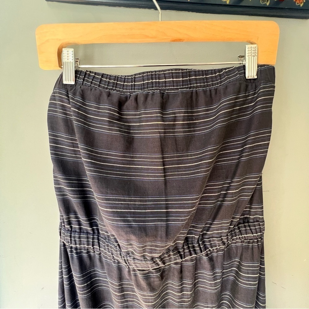 Theory Strapless Nautical Navy Stripe Maxi Dress Size 6 $230 Rare!! Side slit - Picture 2 of 12